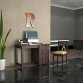 Solid Sheesham Wood Zigzag Study Table (Walnut Finish)